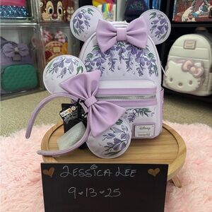 Disney Lavender Floral Backpack and Headband Set